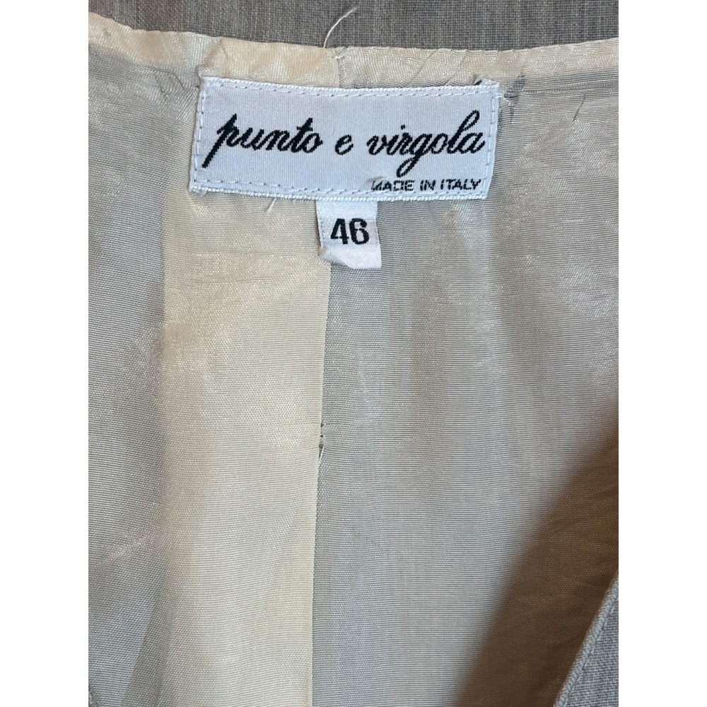 Punto e Virgola Grey Wool Button Front Pleated Drop Waist Mini Dress Italy 46 - Picture 2 of 4